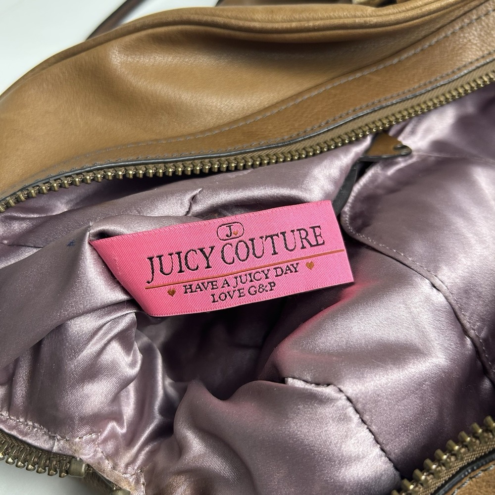 Vintage Juicy Couture Tan Brown Leather Shoulder Bag Y2K - Picture 11 of 16